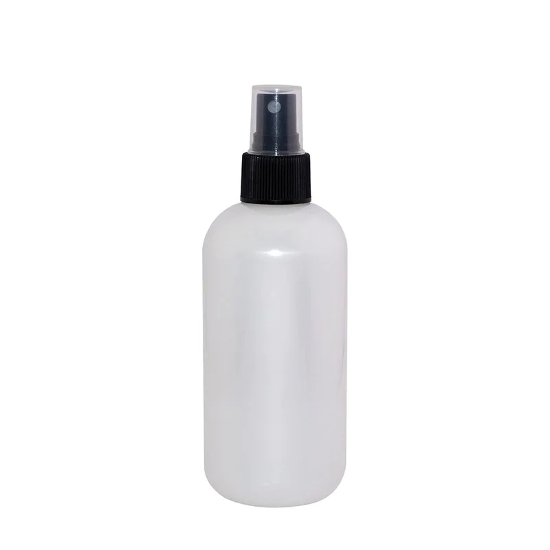 250ml to 265ml Boston Round White Plastic PET Bottle With 24mm Black Mist Sprayer+CPPET0RQT007020005500014XN