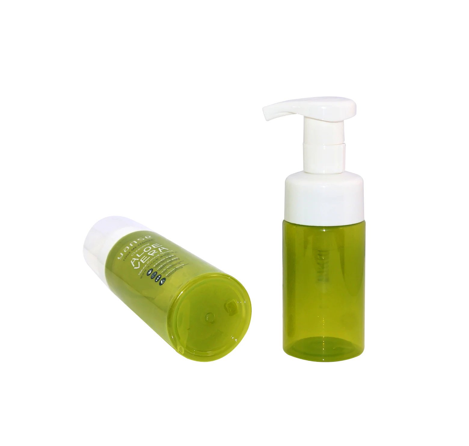 Cylinder cosmetic PET plastic bottle with foam pump for personal care+CPPET0RQT012030006400011XN