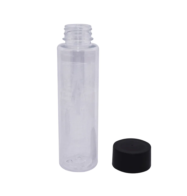 Cylinder PET plastic beverage bottle with double walls cap