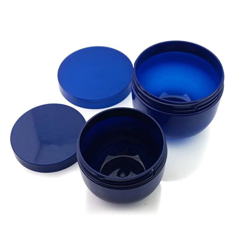 Best Price 300ml 500ml cosmetic blue plastic jar pet shampoo jar with screw cap/lid wholesale