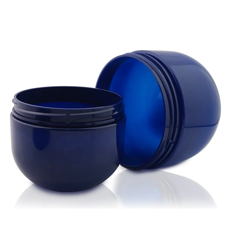 Best Price 300ml 500ml cosmetic blue plastic jar pet shampoo jar with screw cap/lid wholesale