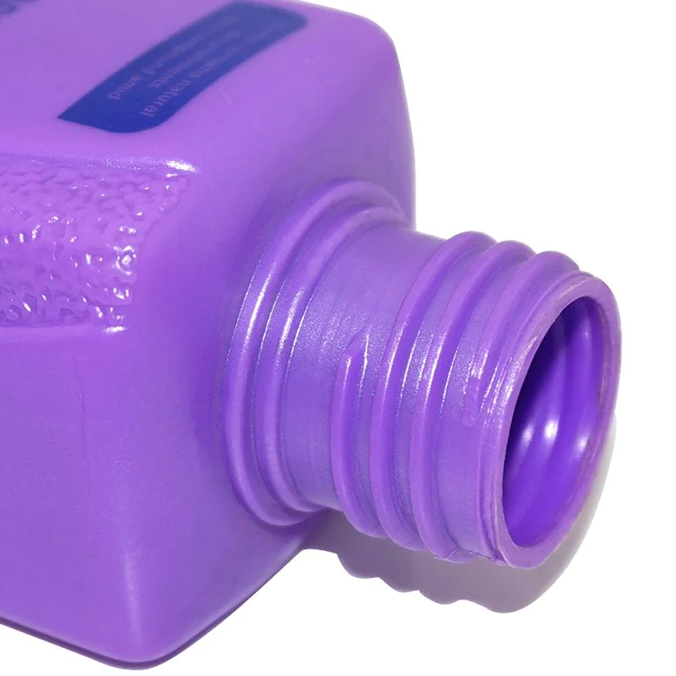 New design wholesale 200ml square shape purple color cosmetic PE plastic shampoo bottle with lotion pump