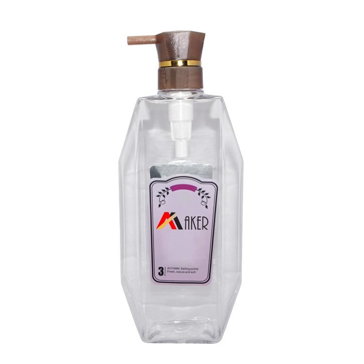 Wholesale big capacity 950ml square clear cosmetic PET plastic body wash shower gel bottle with lotion pump