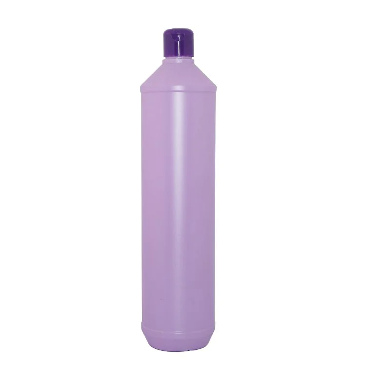 Empty 800ml purple round HDPE plastic dish washing detergent bottle with flip top cap for wholesale