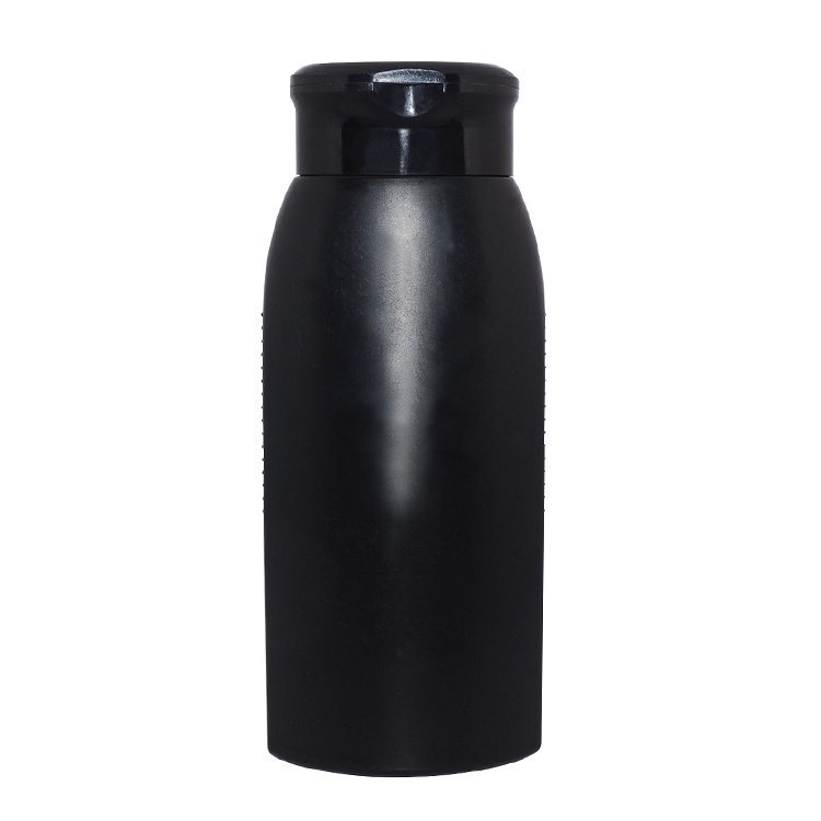 Factory supplier 500ml empty black HDPE plastic bottle for shampoo with flip top cap