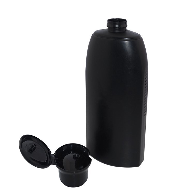 Factory supplier 500ml empty black HDPE plastic bottle for shampoo with flip top cap