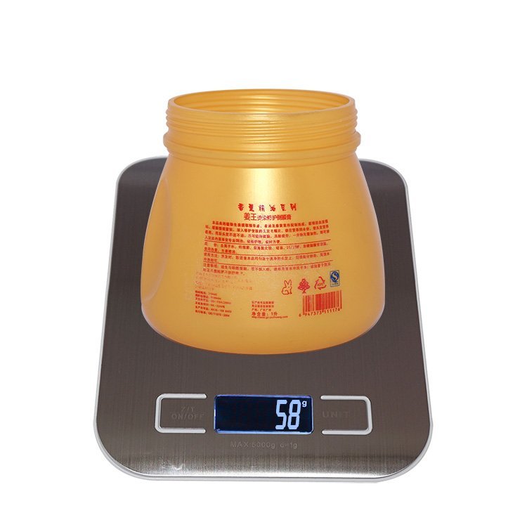 wholesale 1000ml hair care packaging gold color round HPPE plastic cosmetic jar with screw cap