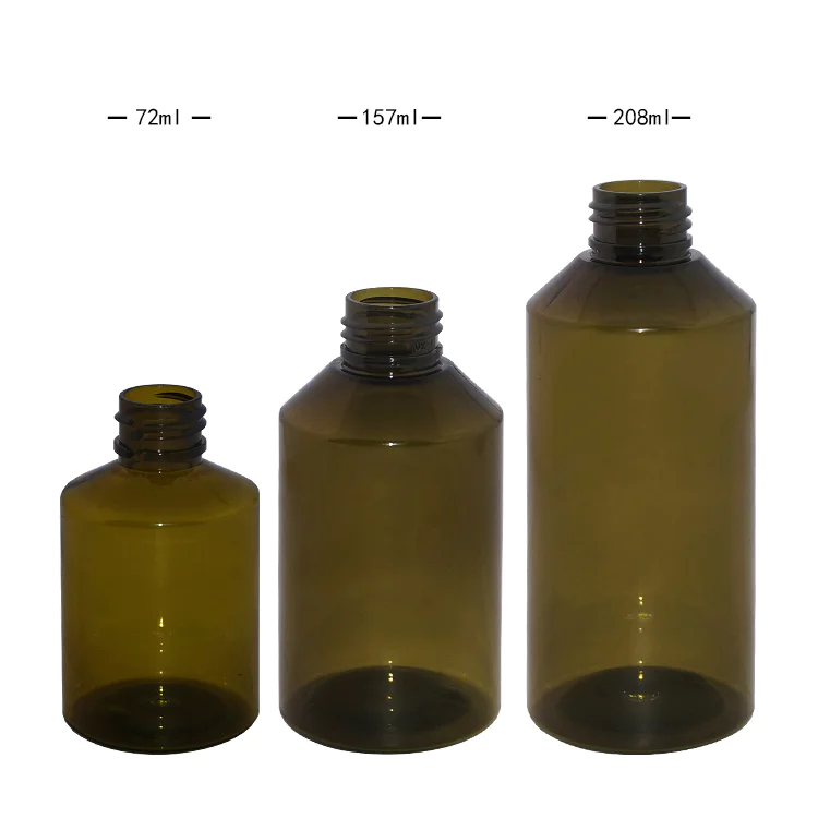 Wholesale 50ml 150ml 200ml semi transparent Boston round cosmetic PET plastic lotion bottle with aluminum screw cap