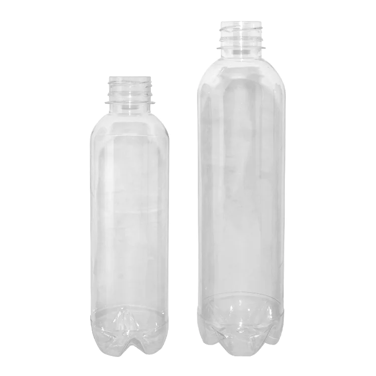 Wholesale new empty 350ml 550ml round clear PET plastic drinking bottle mineral water bottles with tamper proof cap