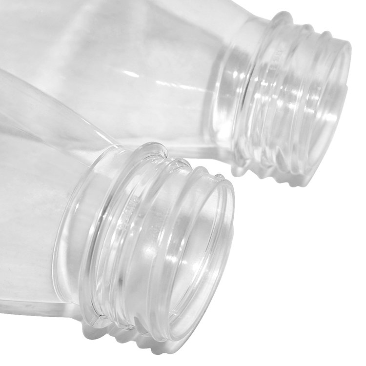 China supplier 350ml clear plastic PET juice water bottle Boston round beverage bottles with black tamper proof screw cap
