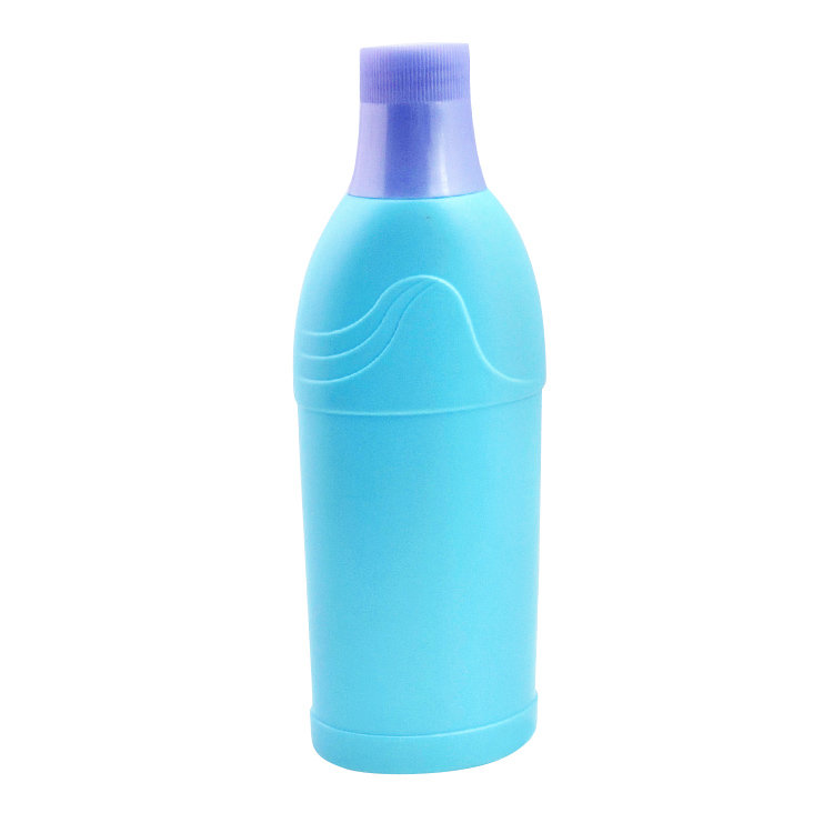 Factory supplier 600ml empty blue flat shape HDPE plastic laundry detergent bottle with plastic screw cap