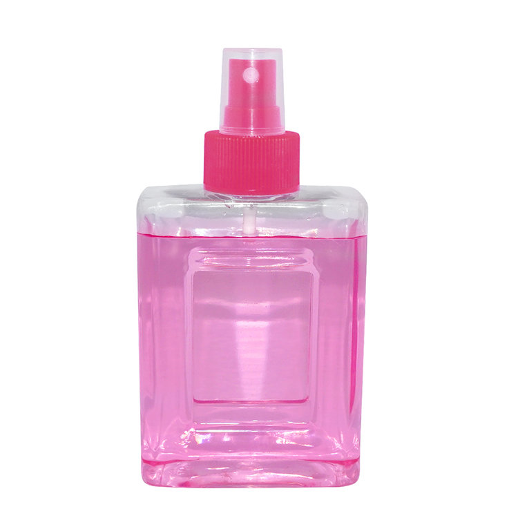 Wholesale 200ml square bottle clear PET plastic cosmetic makeup remover lotion spray bottle with fine mist sprayer