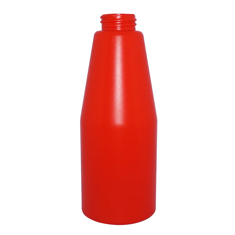 Custom luxury design plastic bottles 500ml red empty round shape PE shampoo bottle with clip lock lotion pump
