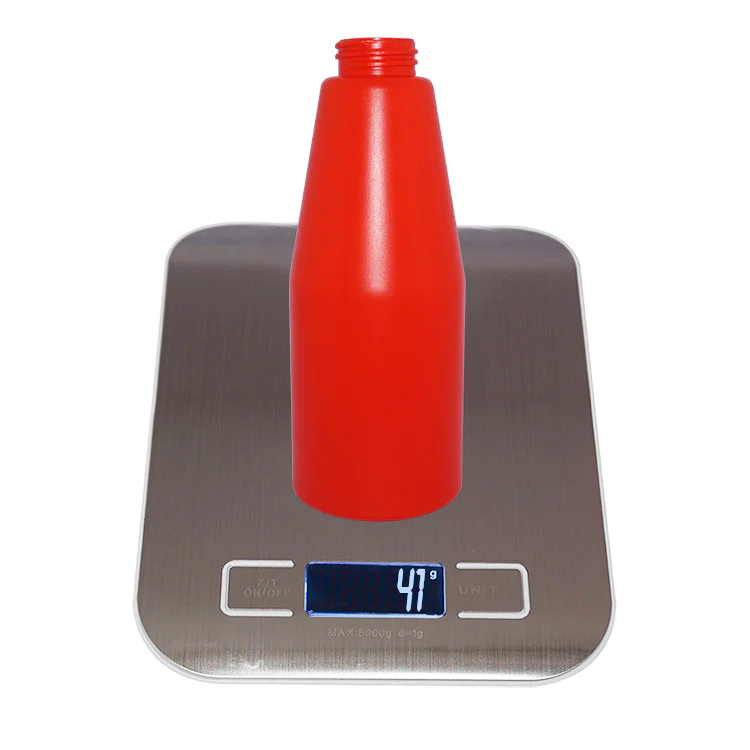 Custom luxury design plastic bottles 500ml red empty round shape PE shampoo bottle with clip lock lotion pump