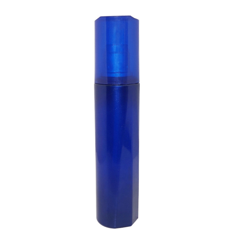 Empty 150ml round blue PET plastic cosmetic hair care packaging shampoo bottle supplier with lotion pump cap