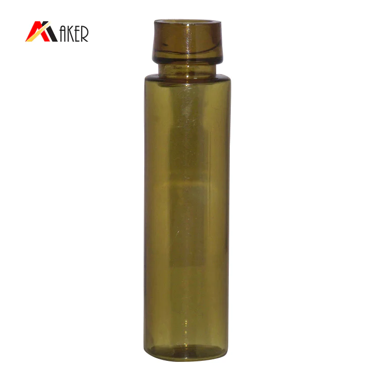 China wholesale empty 10ml round amber PETG plastic cosmetic serum bottle with rubber seal