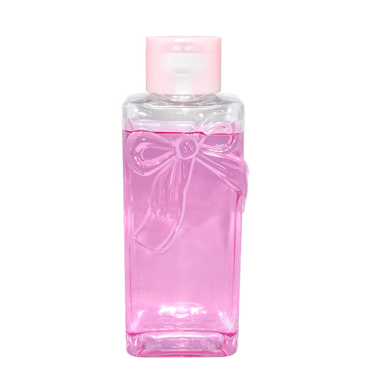 Factory wholesale empty 300ml clear square cosmetic makeup remover plastic PET lotion bottle with flip top cap