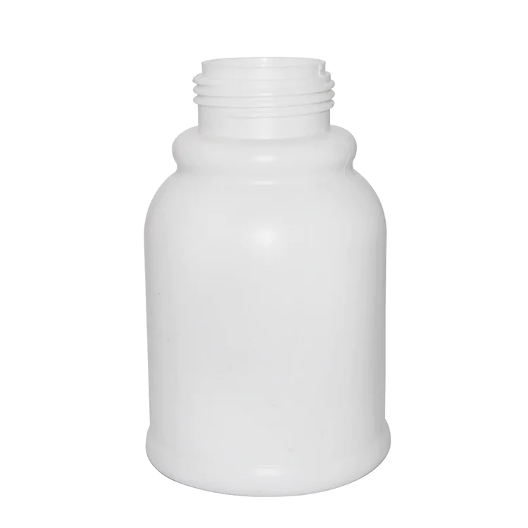 Wholesale price white cylinder 350ml PE  plastic cosmetic body lotion bottle with  lotion pump