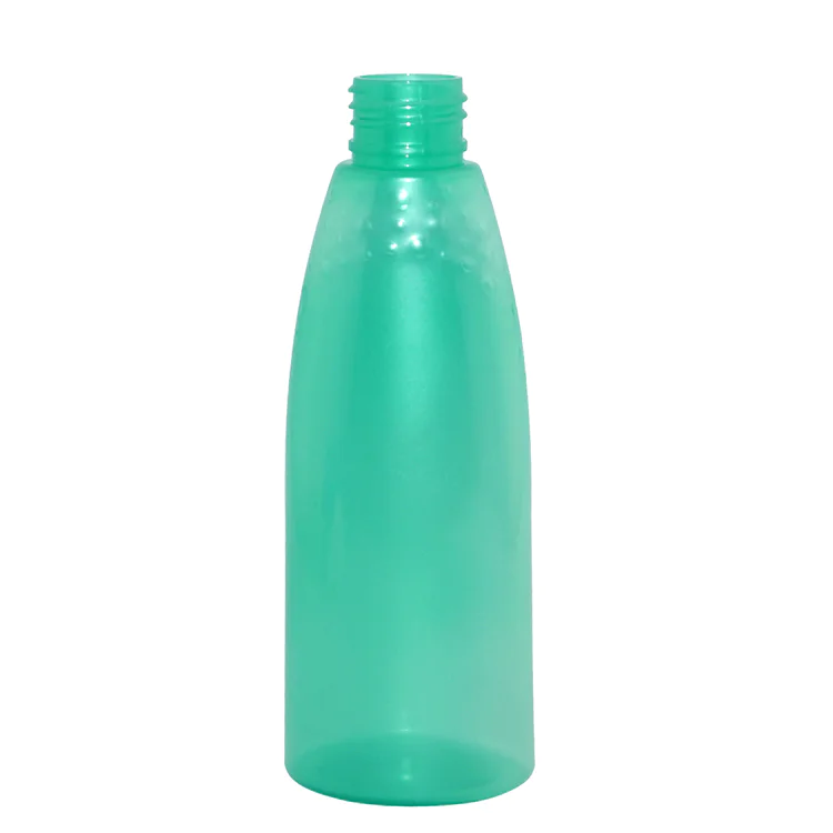 Wholesale factory price 150ml unique shape green PET plastic cosmetic facial toner spray bottle with mist sprayer