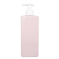Factory supply 450ml pink square PET plastic  shampoo bottle wholesale with lotion pump
