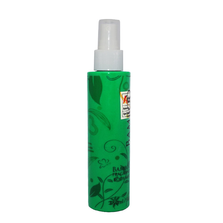 Factory wholesale price empty 150ml green cylinder shape PET plastic spray bottle with mist spryaer