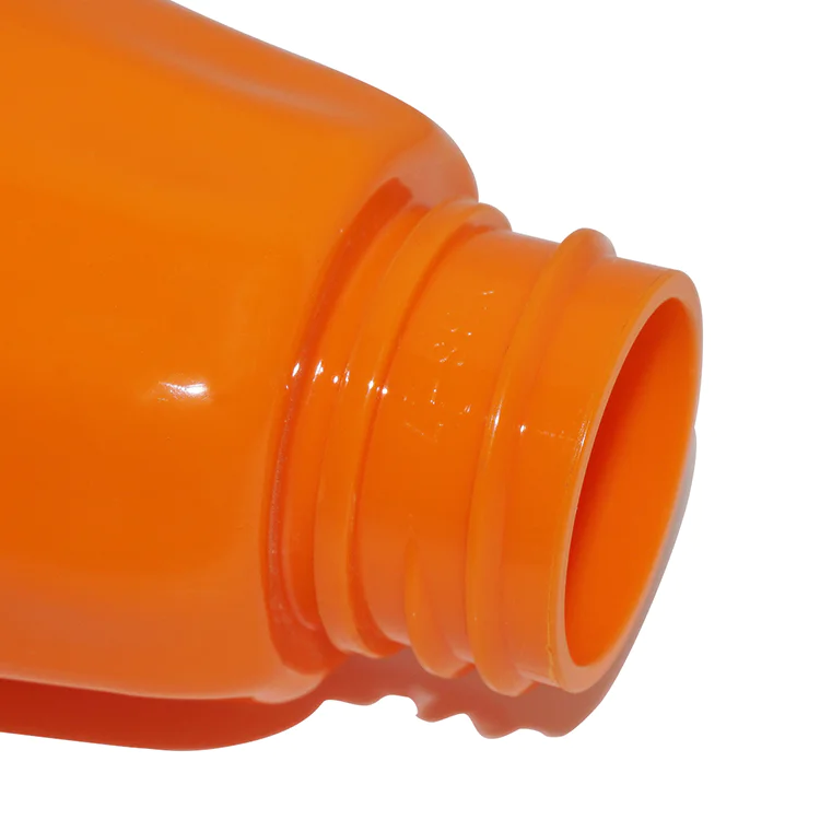 Custom design wholesale price orange color special shape 300ml plastic PET shampoo bottle with lotion pump