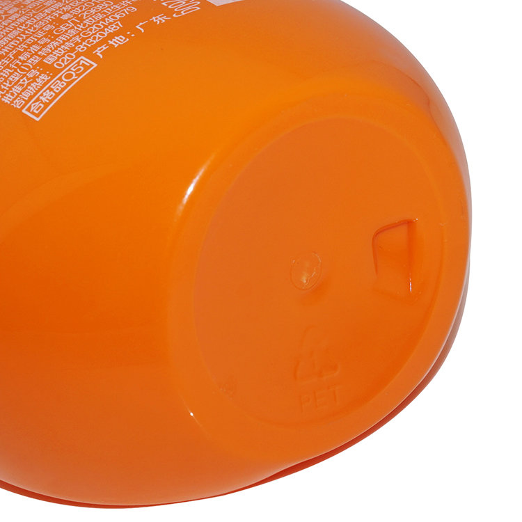 Custom design wholesale price orange color special shape 300ml plastic PET shampoo bottle with lotion pump