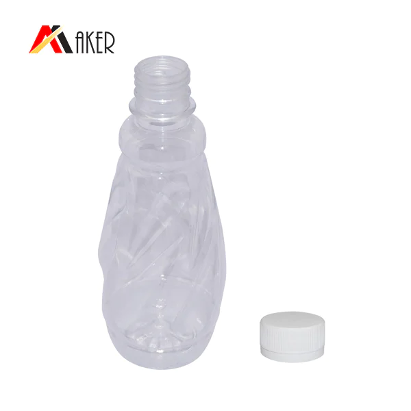Empty transparent PET plastic water bottle factory price unique shape plastic drinking juice beverage bottle with lid