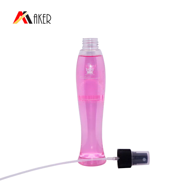 150ml wholesale PET plastic spray bottle clear unique shape cosmetic lotion toner bottle with mist sprayer