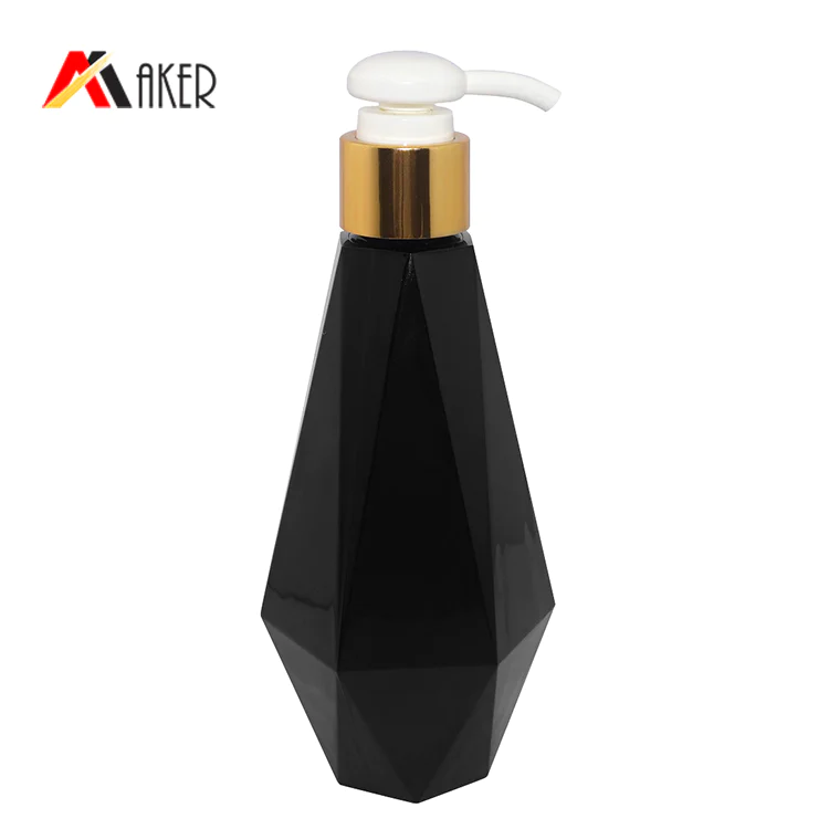 Wholesale 200ml PETG plastic bottle China manufacturer unique shape black shampoo bottle with lotion pump