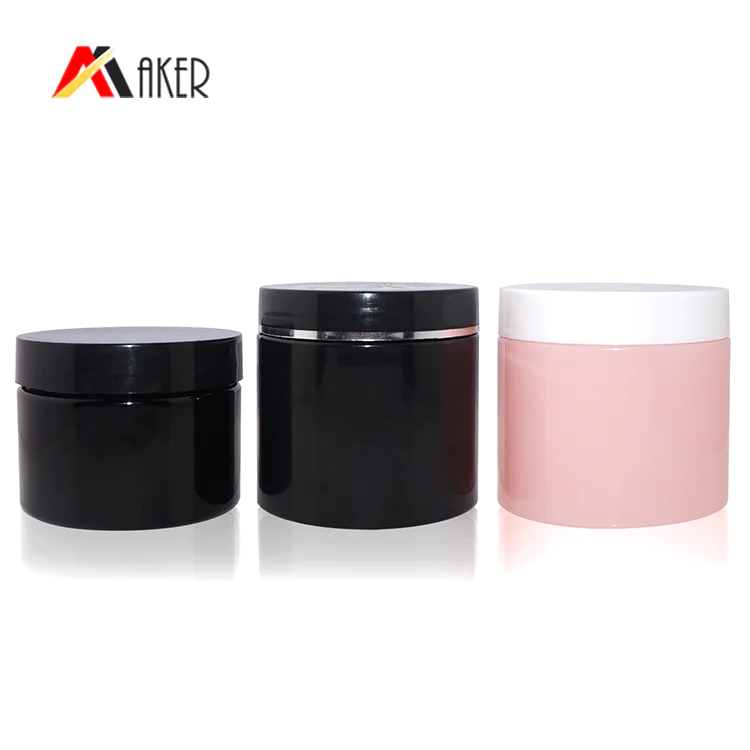 China manufacturer PET plastic jar 150ml 200ml round shape black pink cosmetic cream jar mask jar wholesale