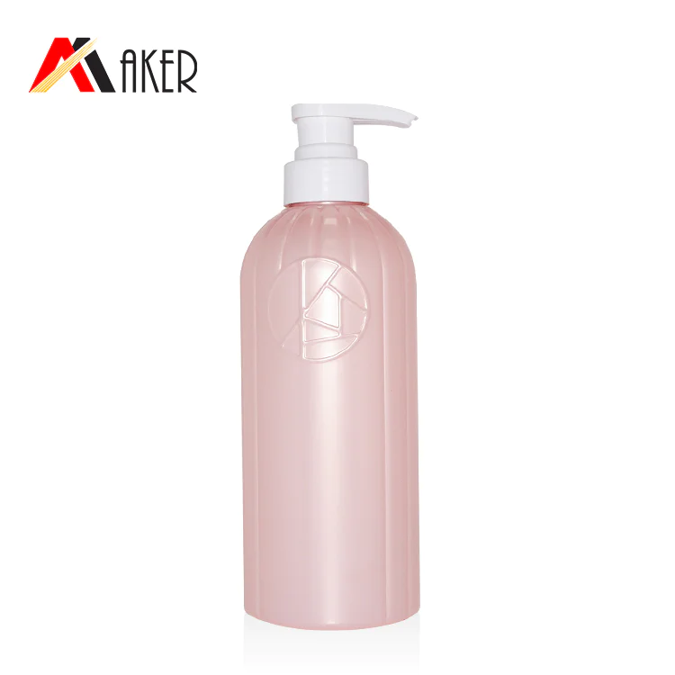 New sample PET plastic lotion bottle China supplier pink color 600ml Boston round shampoo bottle wholesale price