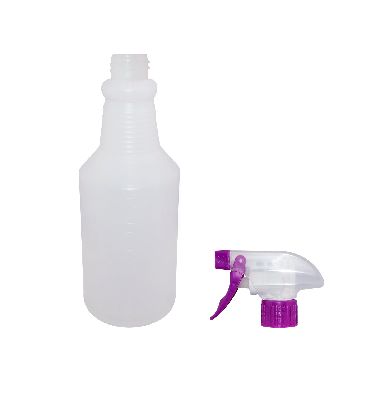 500ml plastic trigger sprayer bottle empty round semi-transparent white PET plastic detergent bottle