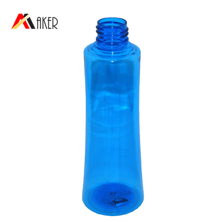 New 200ml PET shampoo bottle empty round semi-transparent blue plastic bottle for shampoo with lotion pump