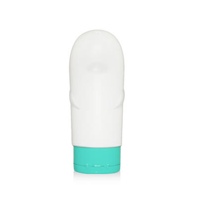 New unique design oval white 130ml empty PE plastic cosmetic sunscreen lotion bottle with flip top cap