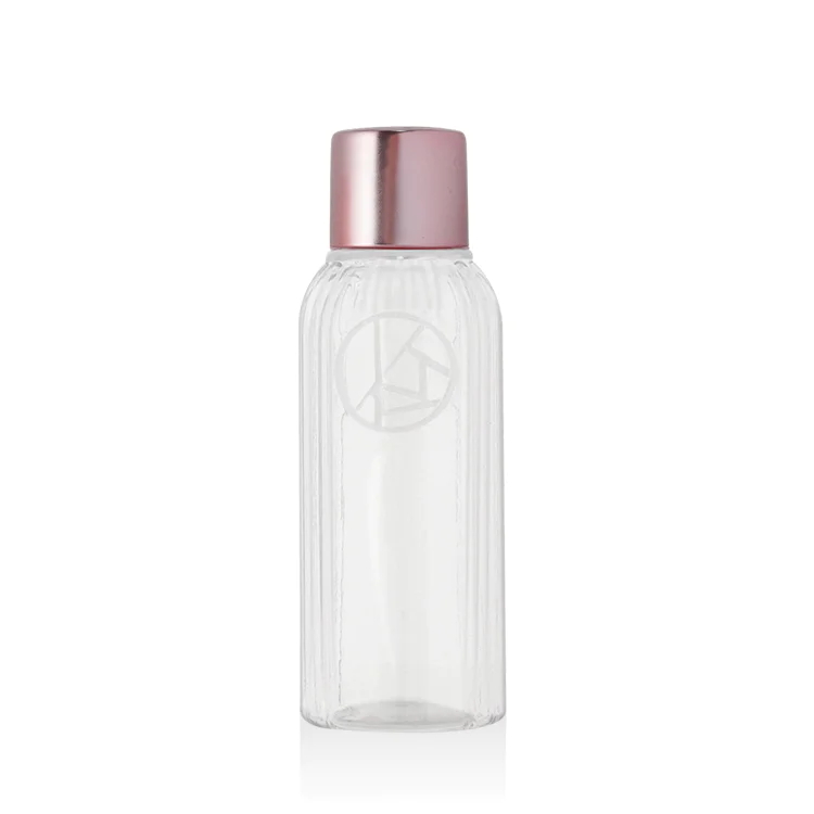 Wholesale custom design 50ml clear boston round PET plastic cosmetic body lotion bottle toner bottle with screw cap