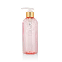 2019 Newest luxury design 350ml semi transparent Boston round plastic PET cosmetic lotion shampoo bottle with pump