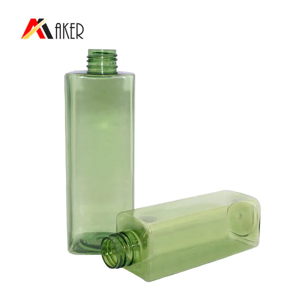 Best price green color empty square 150ml 300ml PET plastic bottle for lotion