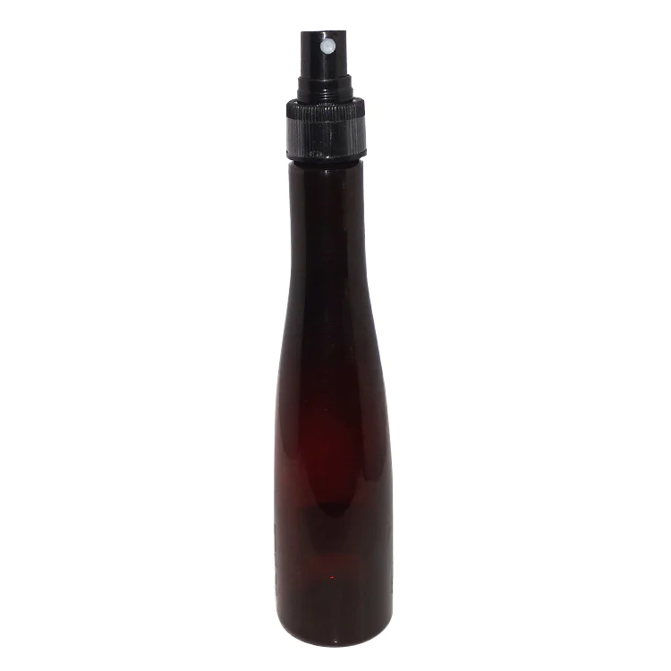 Empty brown 200ml mosquito repellent bottle China manufacturer special shape PET plastic spray bottle with mist sprayer