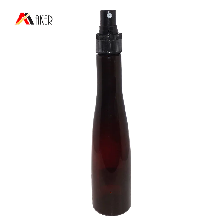 China manufacturer special shape brown 200ml mosquito repellent PET plastic spray bottle with mist sprayer
