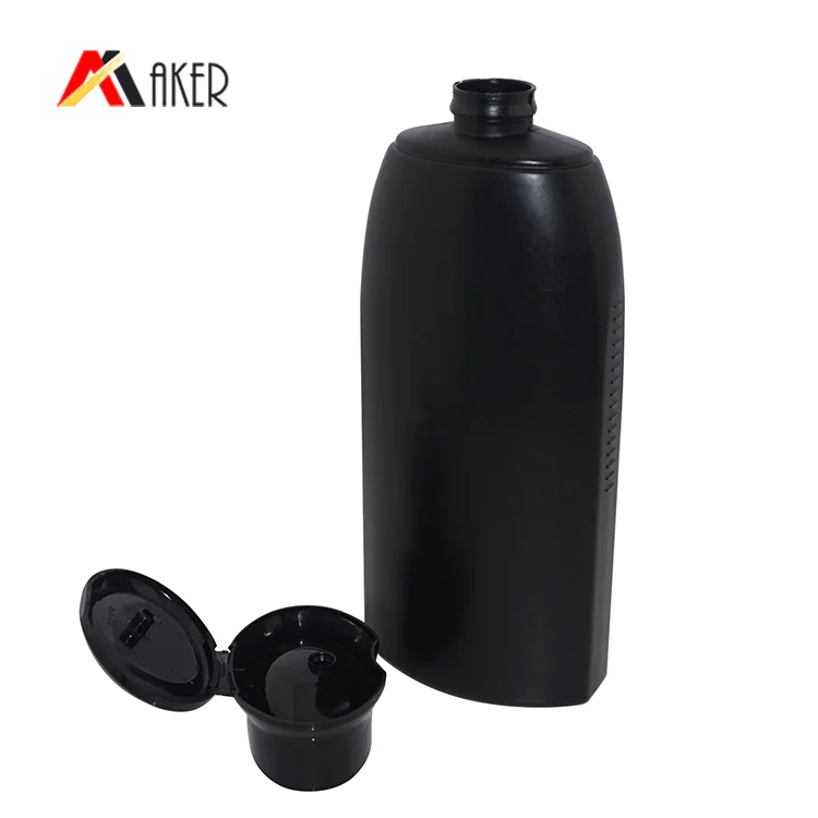 500ml black plastic bottle factory supplier empty PE plastic shampoo bottle with flip top cap