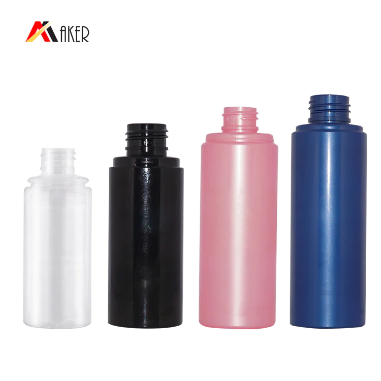 Empty 50ml 70ml 100ml 120ml black clear cylinder PET cosmetic skin care toner spray plastic bottle with mist sprayer